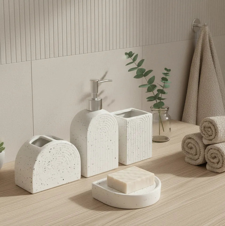 Stone Finish Curve Bathroom Set