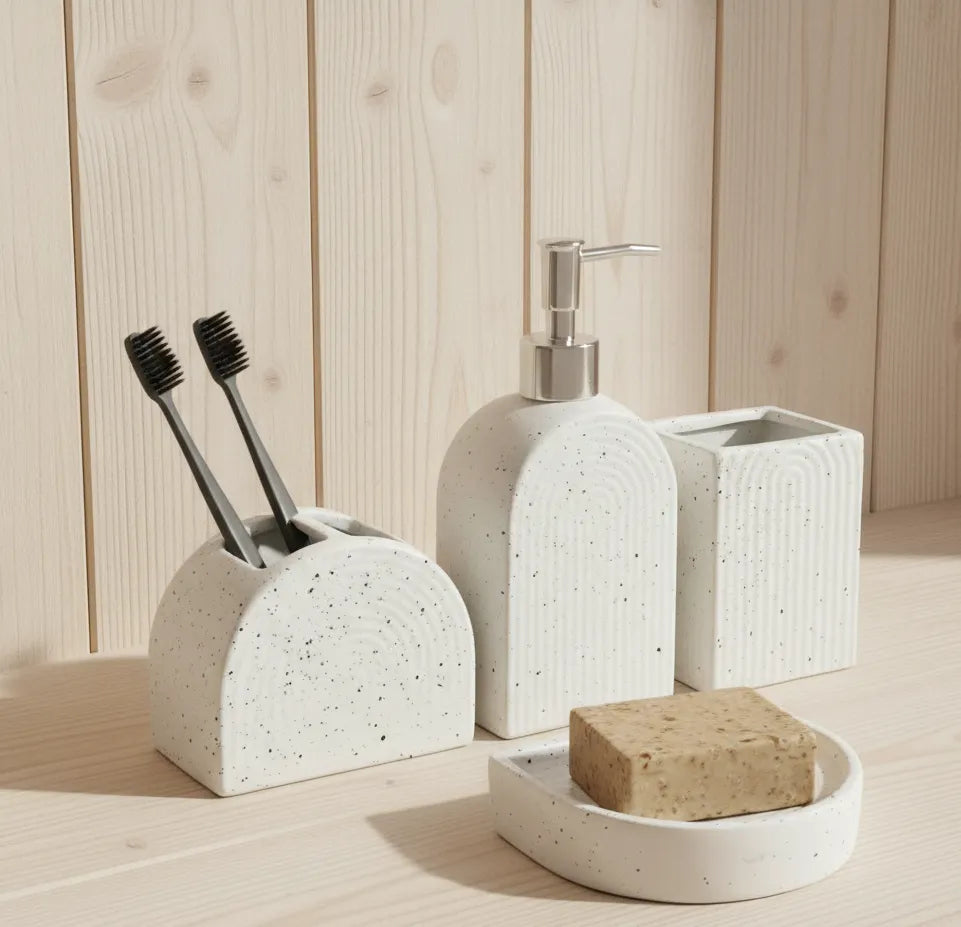 Stone Finish Curve Bathroom Set