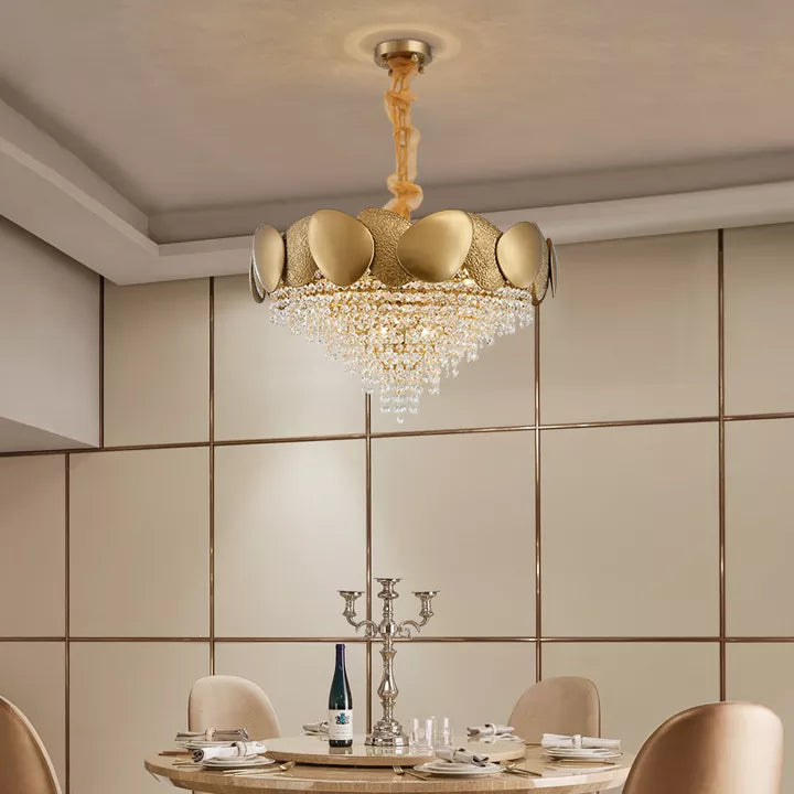 Round hammered Crystal Chandelier