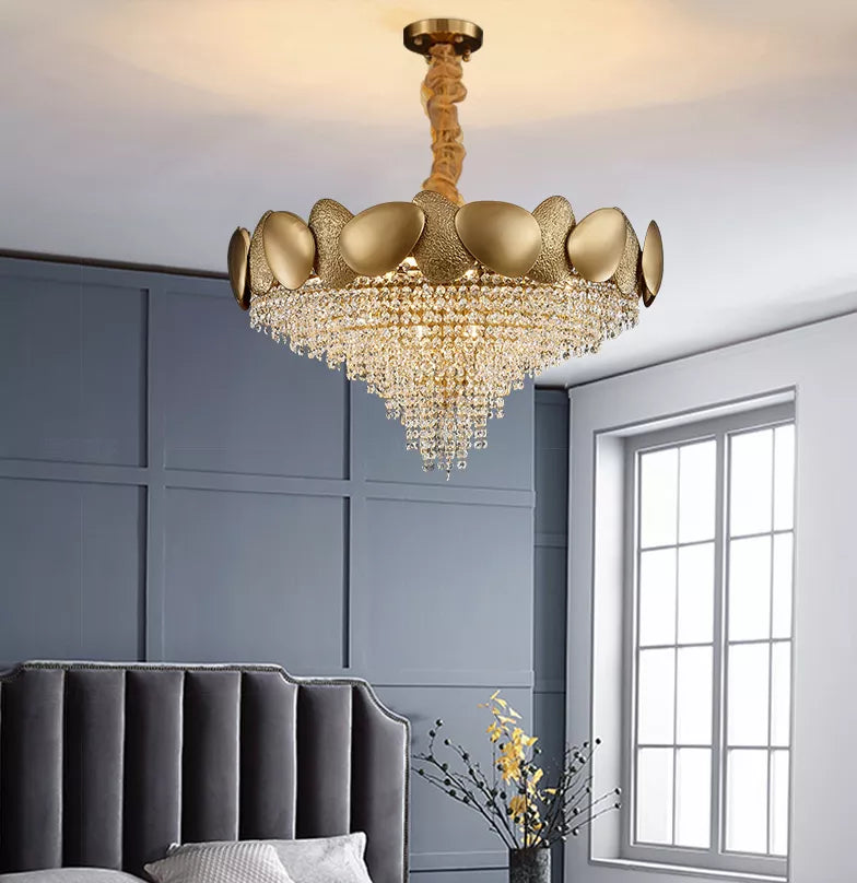 Round hammered Crystal Chandelier