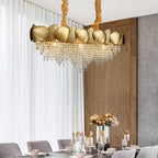 Oval hammered Crystal Chandelier