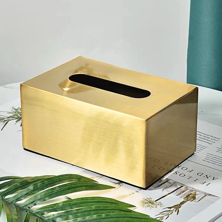 Gilded Brass Metal Tissue Box