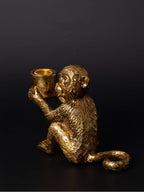 Gilded Monkey Candle Holders