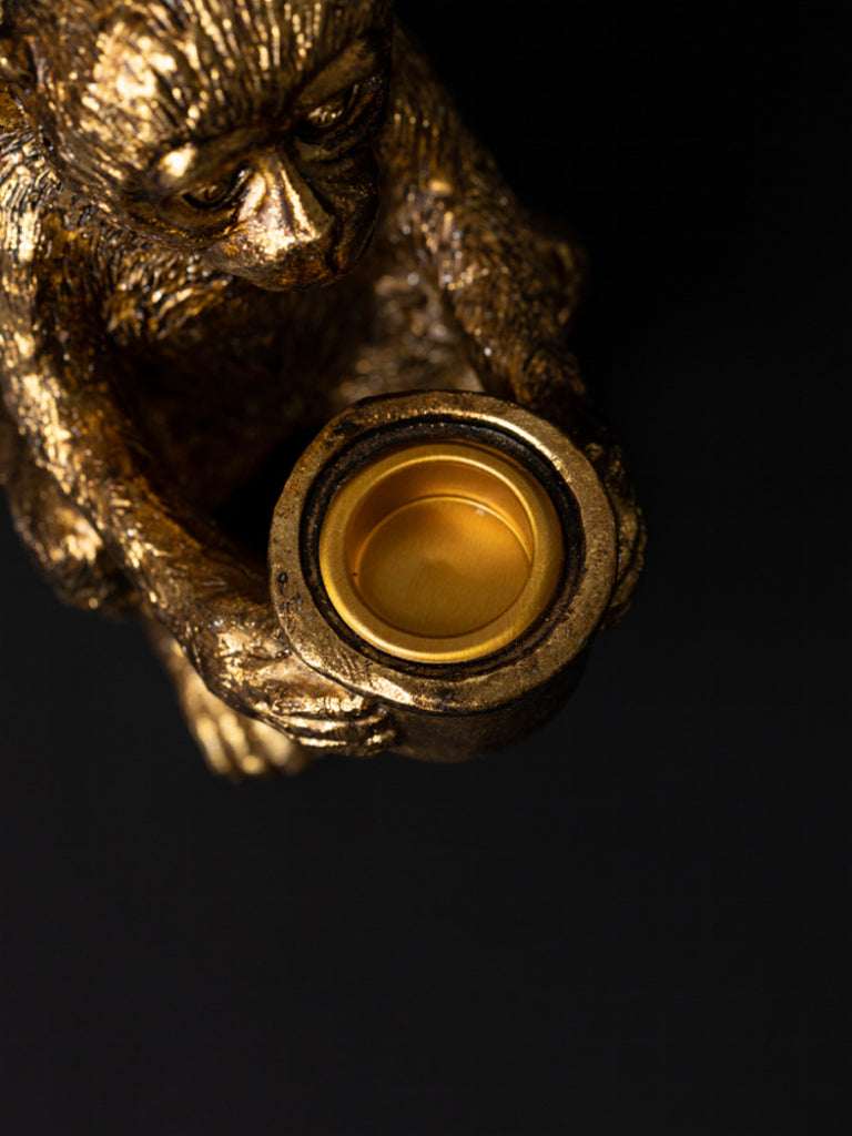 Gilded Monkey Candle Holders
