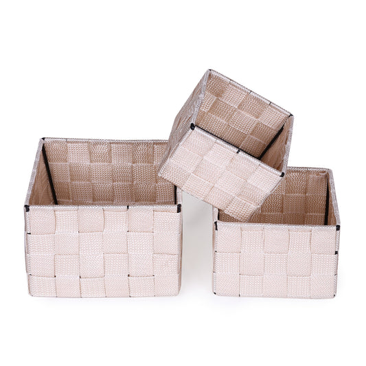 Beige Square Design Basket (Set of 3)