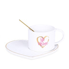 Heart White Mug With Tray & Spoon