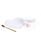 Heart White Mug With Tray & Spoon