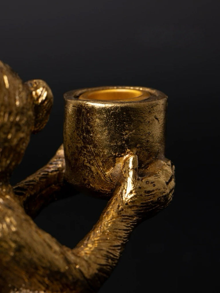 Gilded Monkey Candle Holders