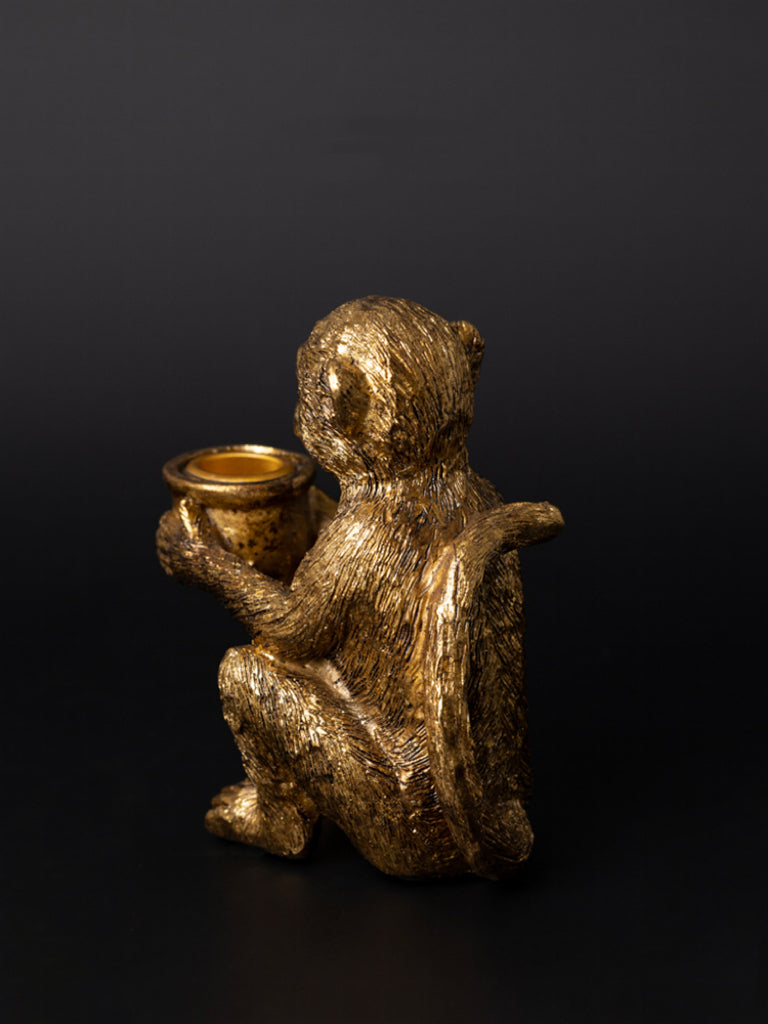 Gilded Monkey Candle Holders