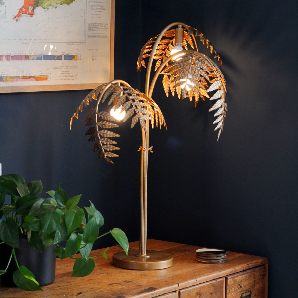 Antique Gold Palm Table Lamp