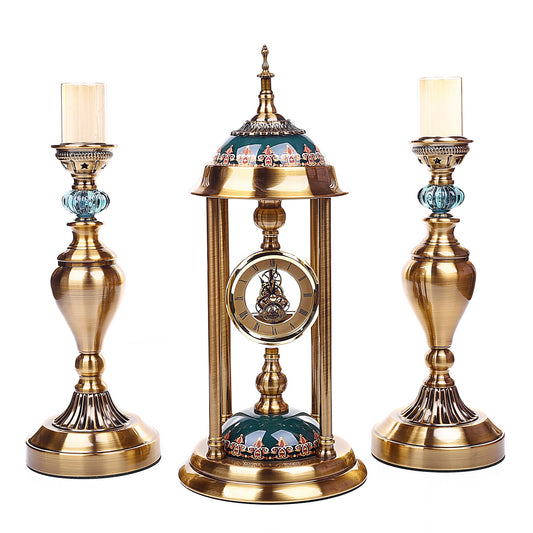 Victorian Finish Time Piece With Candle Holders