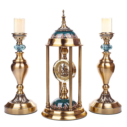 Victorian Finish Time Piece With Candle Holders