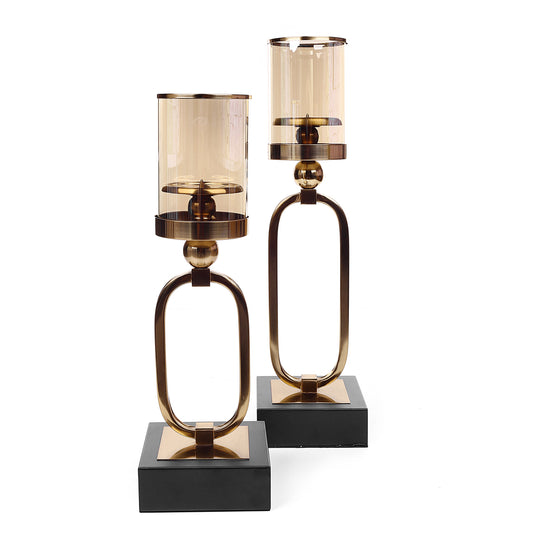 Oval Design Hurricane Desk Candle Holder