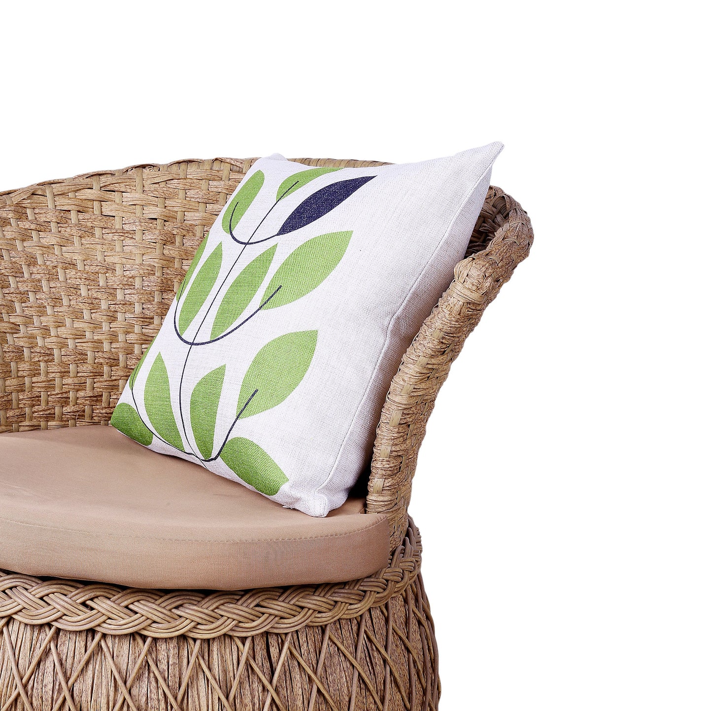 Green Leaf Design Cushion Cover