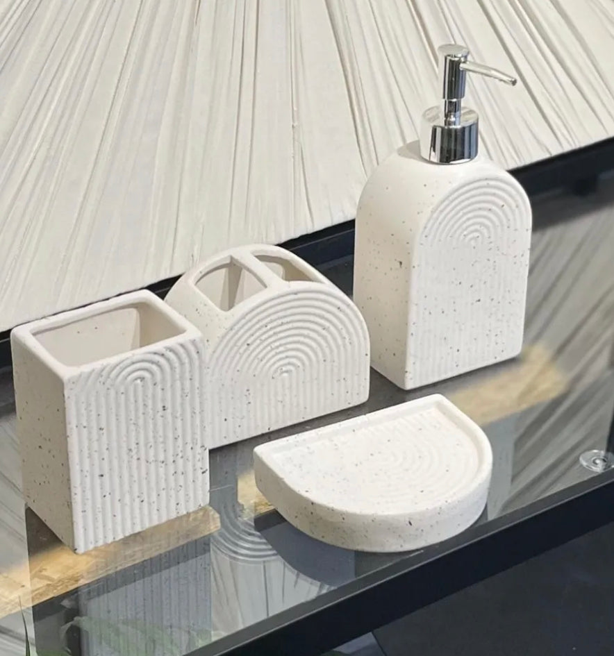Stone Finish Curve Bathroom Set