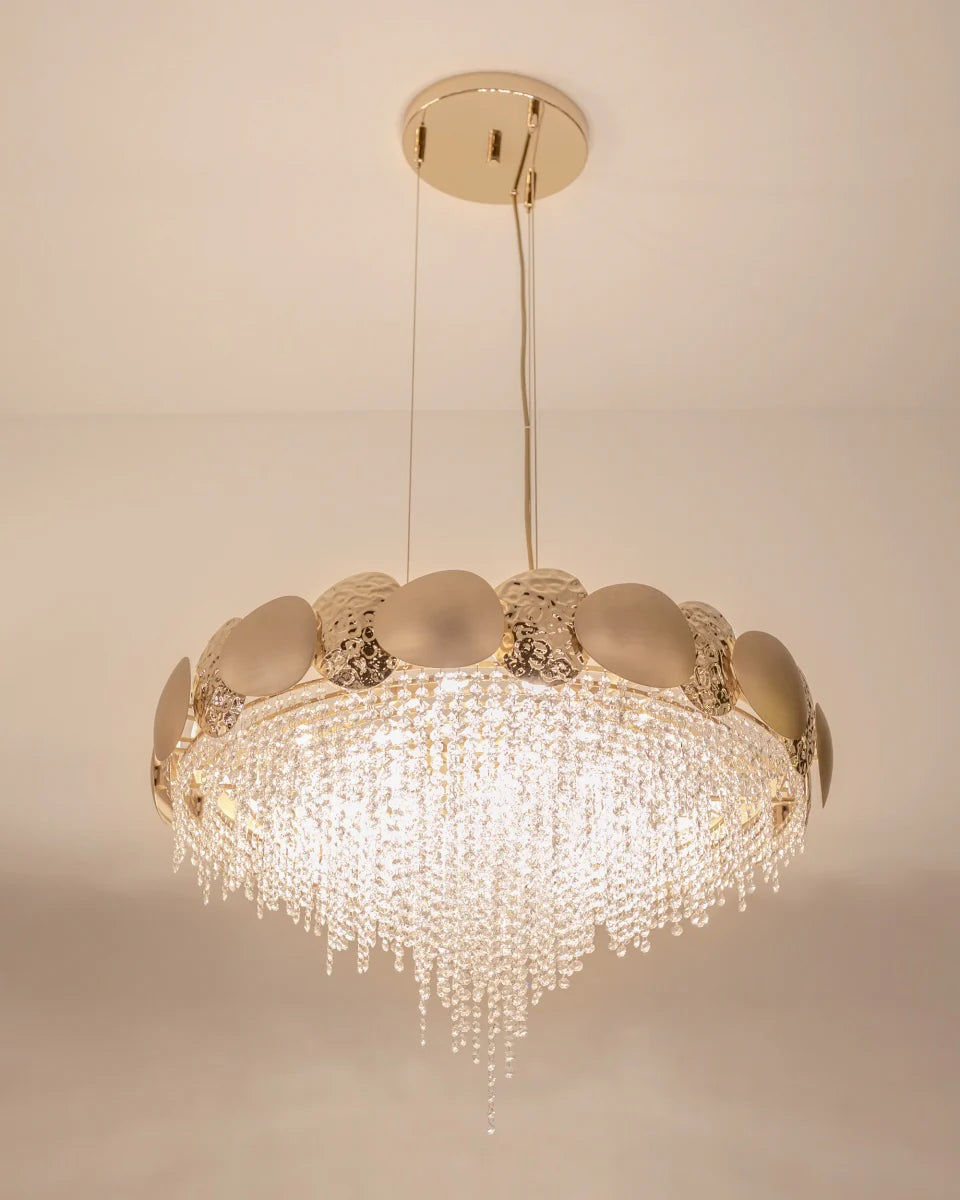 Round hammered Crystal Chandelier