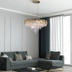 Round hammered Crystal Chandelier