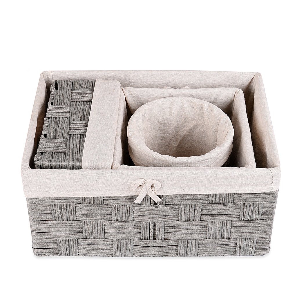 Gray Textured Towel basket  (Set of 4)