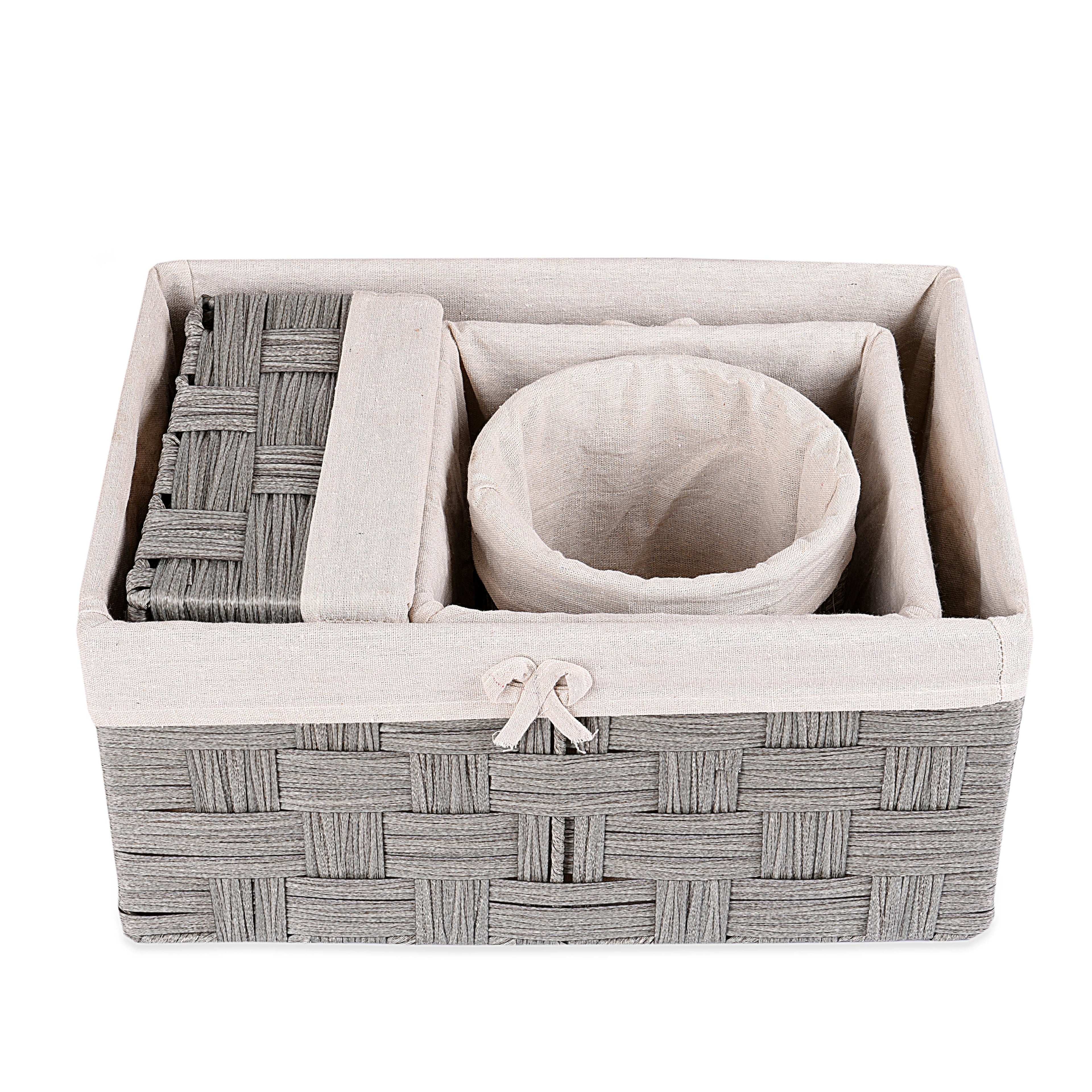 Gray Textured Towel basket  (Set of 4)