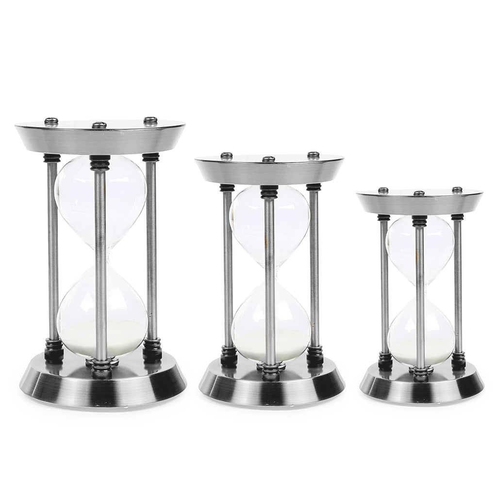Metal Design Hour Glass with White Sand