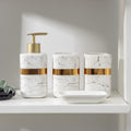 Marble Design Golden Starp Bathroom Set