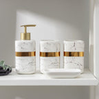 Marble Design Golden Starp Bathroom Set