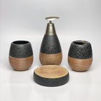 Self Textured Bathroom Set With Wooden Pattern