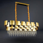 Oval hammered Crystal Chandelier