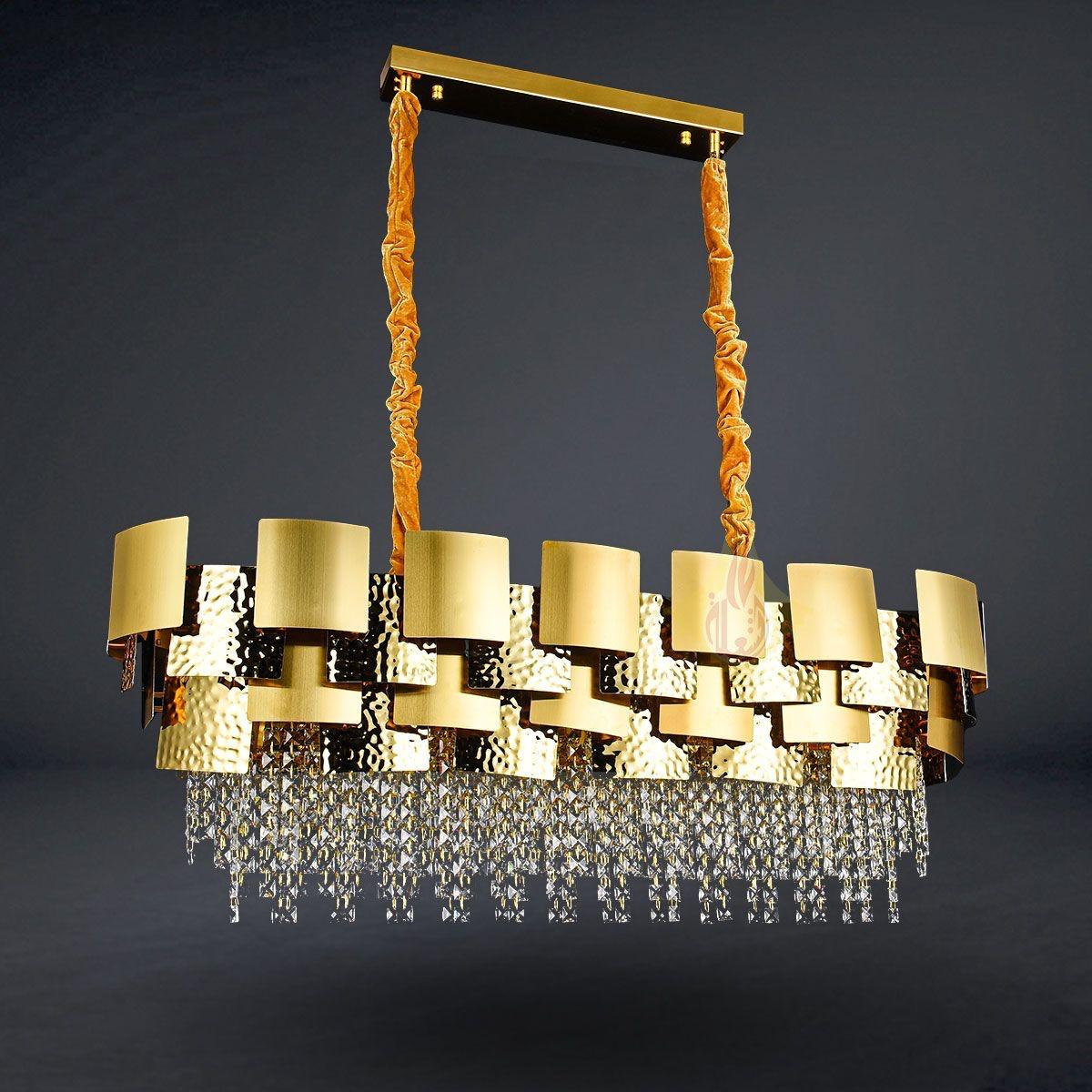 Oval hammered Crystal Chandelier