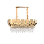 Oval hammered Crystal Chandelier