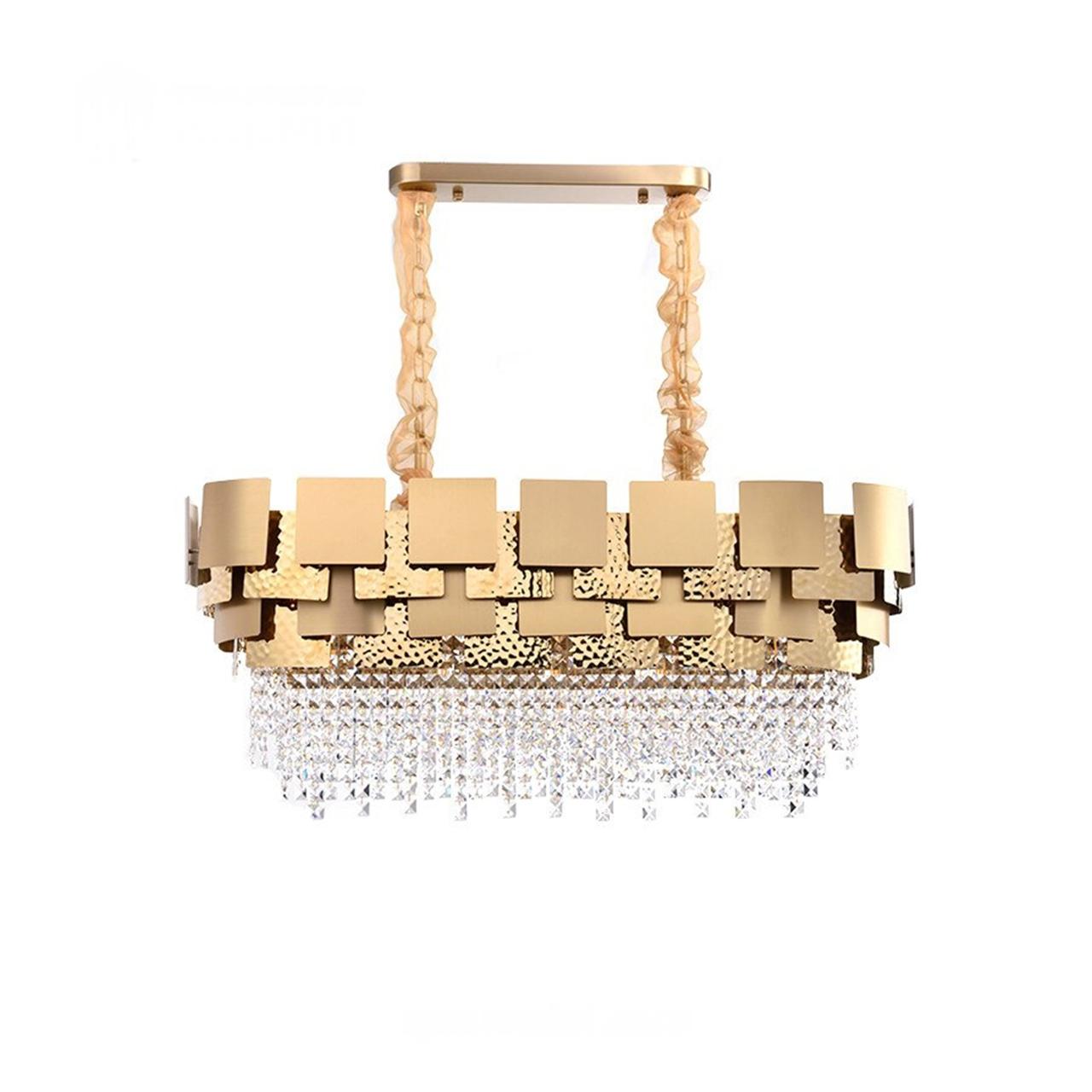 Oval hammered Crystal Chandelier