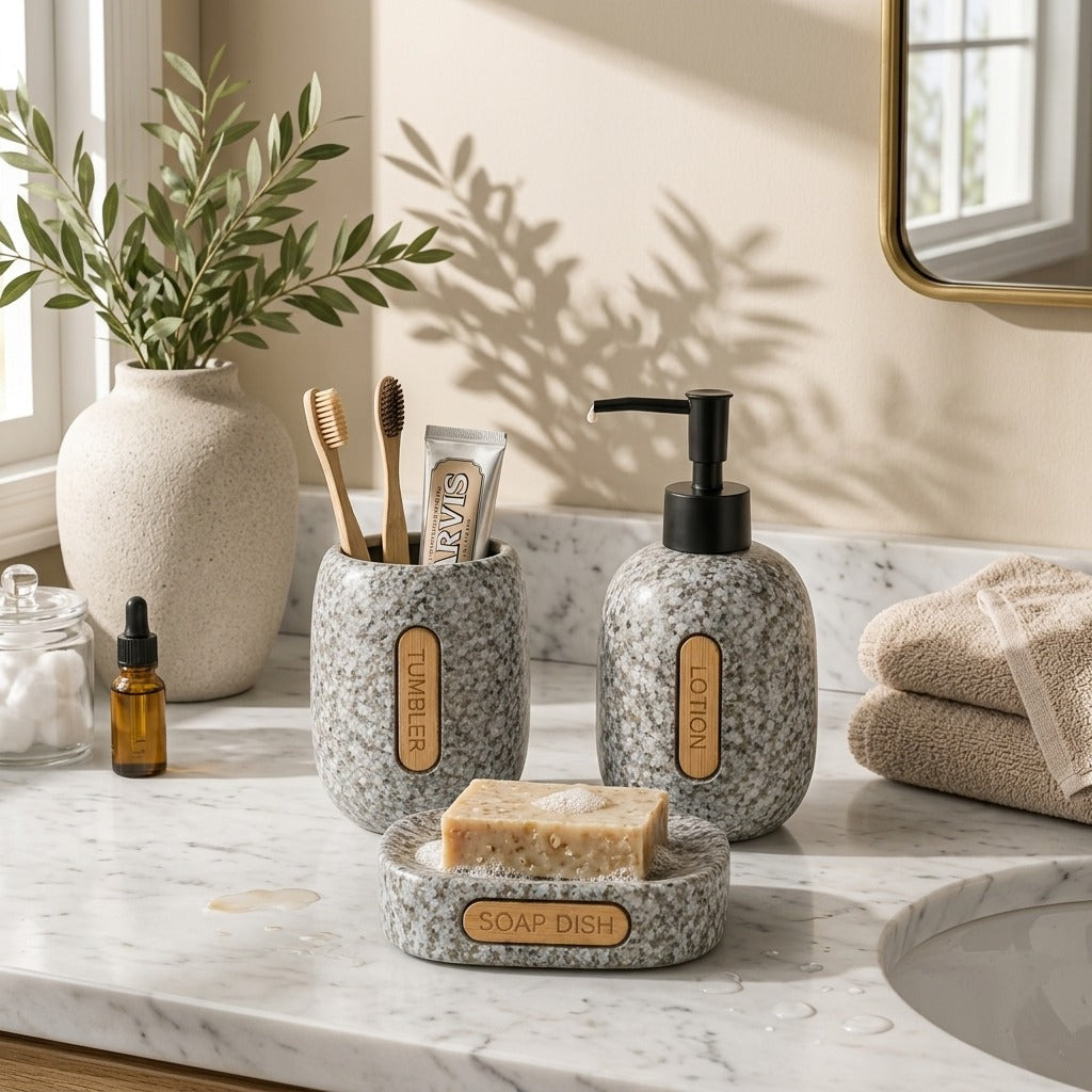 Dotted Grey Bath Set