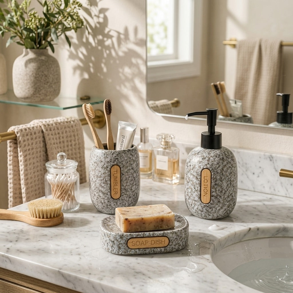 Dotted Grey Bath Set
