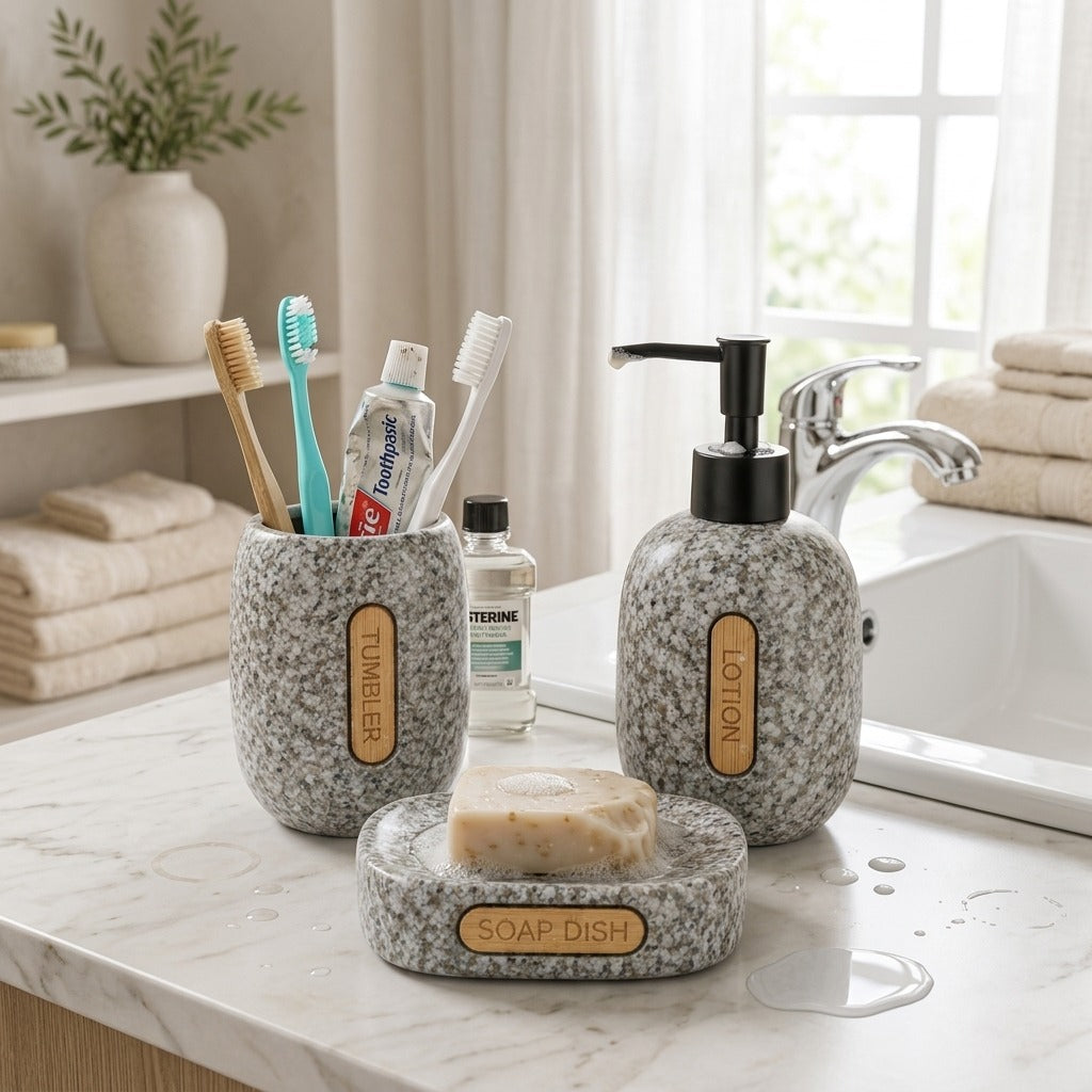 Dotted Grey Bath Set