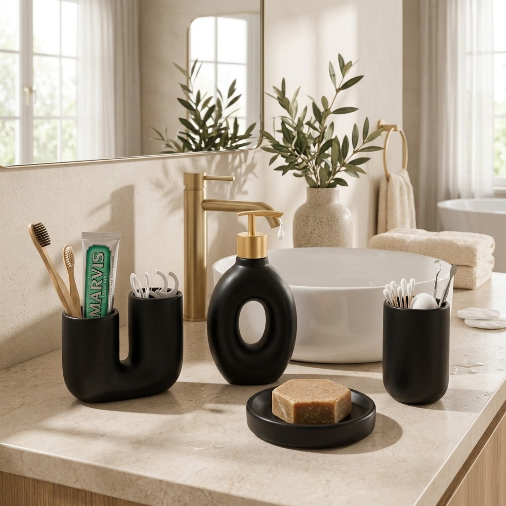 Modern Black Bathroom Set