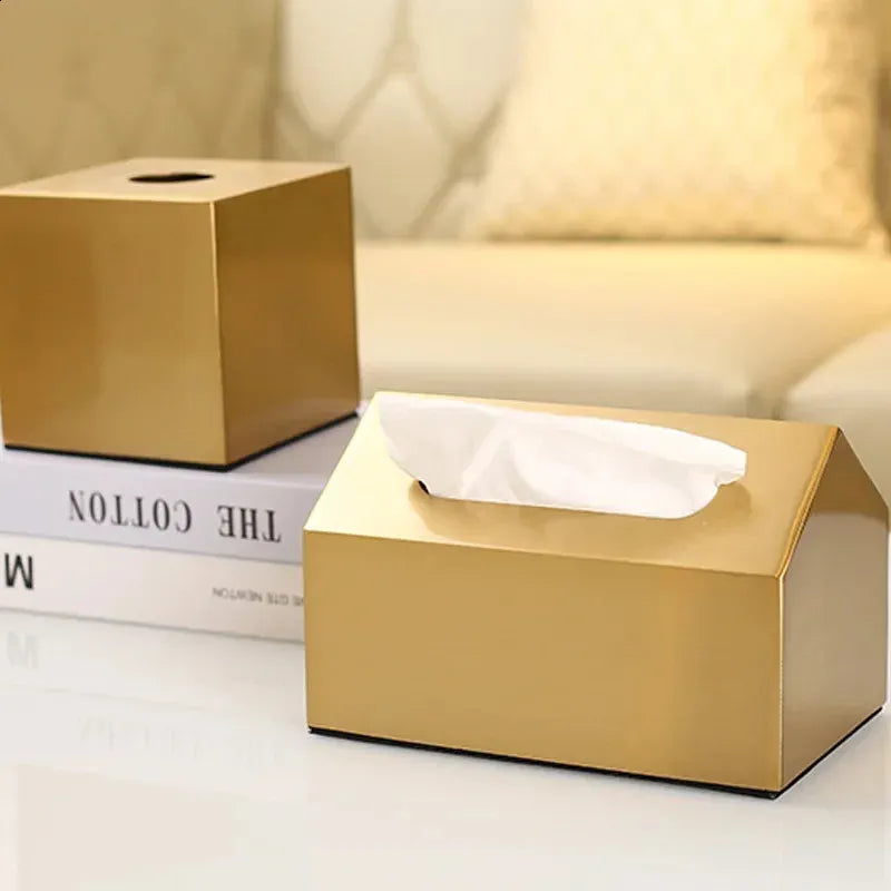 Gilded Brass Metal Tissue Box
