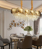 Oval hammered Crystal Chandelier