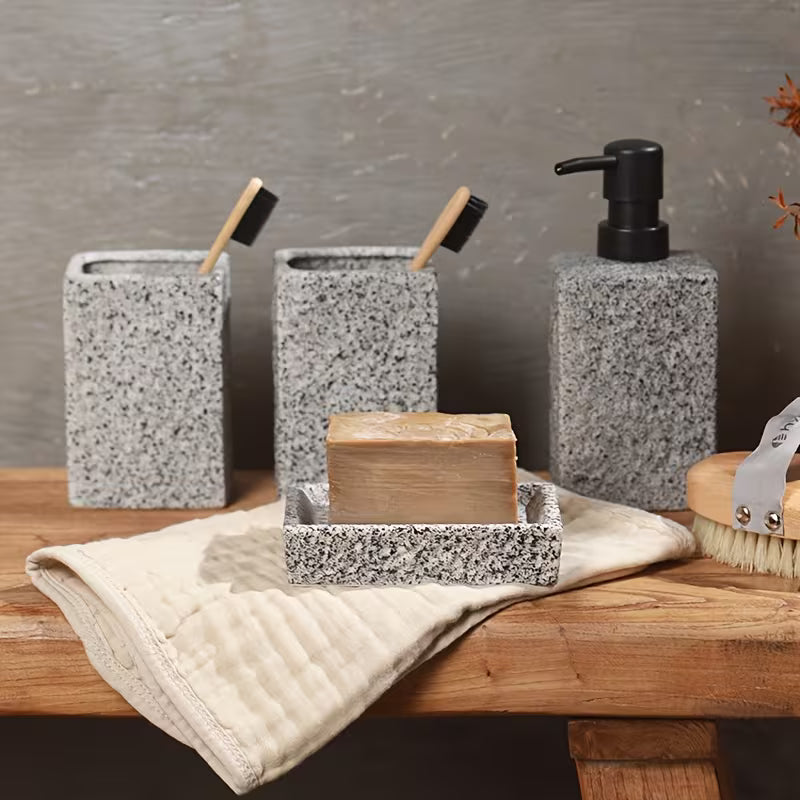 Stone Finish Bathroom Set