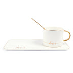 Her Coffee Mug With Tray & Golden Spoon