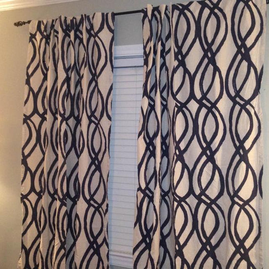 Scribble Lattice by West Elm Curtain Blue (Single Panel)