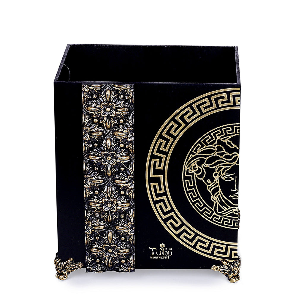 Versace Wooden Basket with Tissue Box (Black)