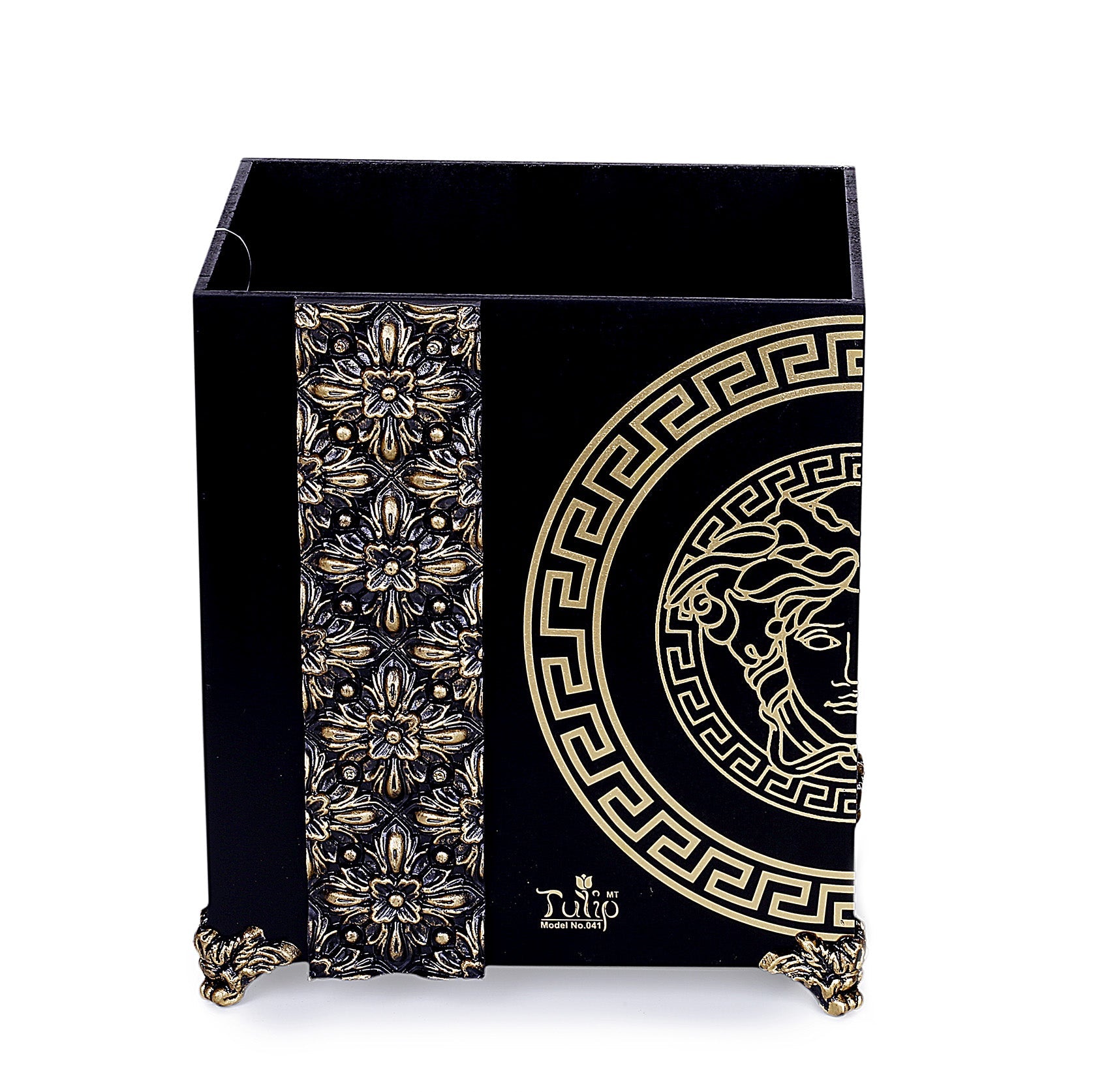 Versace Wooden Basket with Tissue Box (Black)