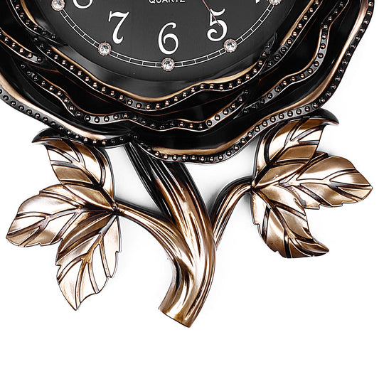 Modern Royal Black Rose Design Wall Clock