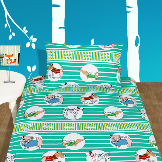 Dog Lover Designed Single Bed-sheet with Pillow case