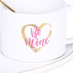 Heart White Mug With Tray & Spoon