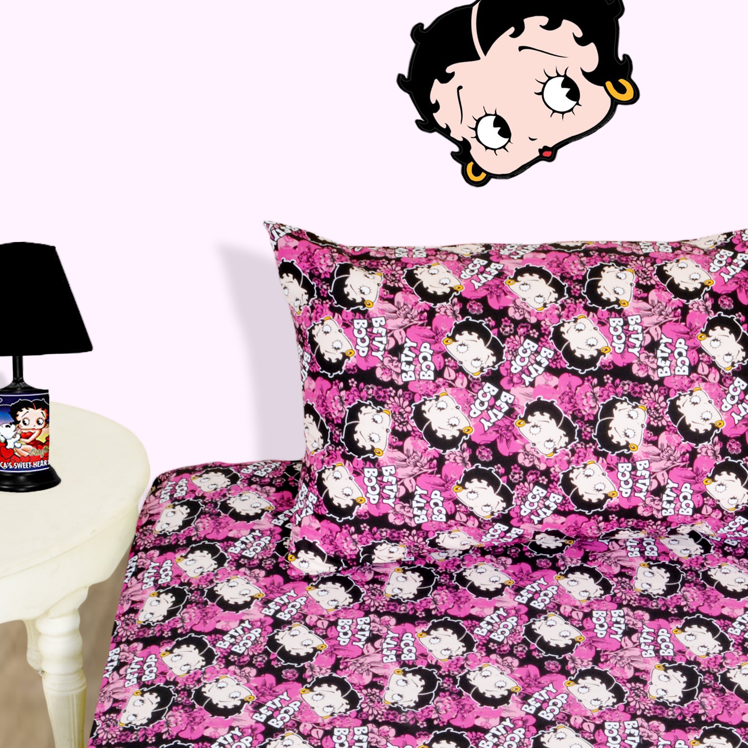 Betty Boop Character Pink Bed-sheet with Pillow case
