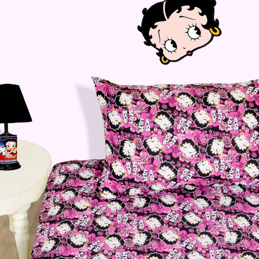Betty Boop Character Pink Bed-sheet with Pillow case