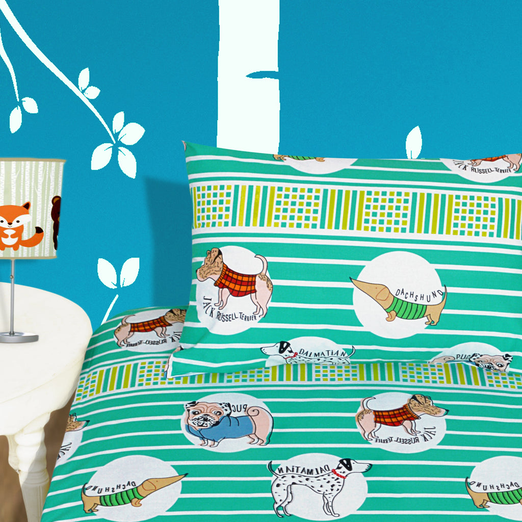 Dog Lover Designed Single Bed-sheet with Pillow case