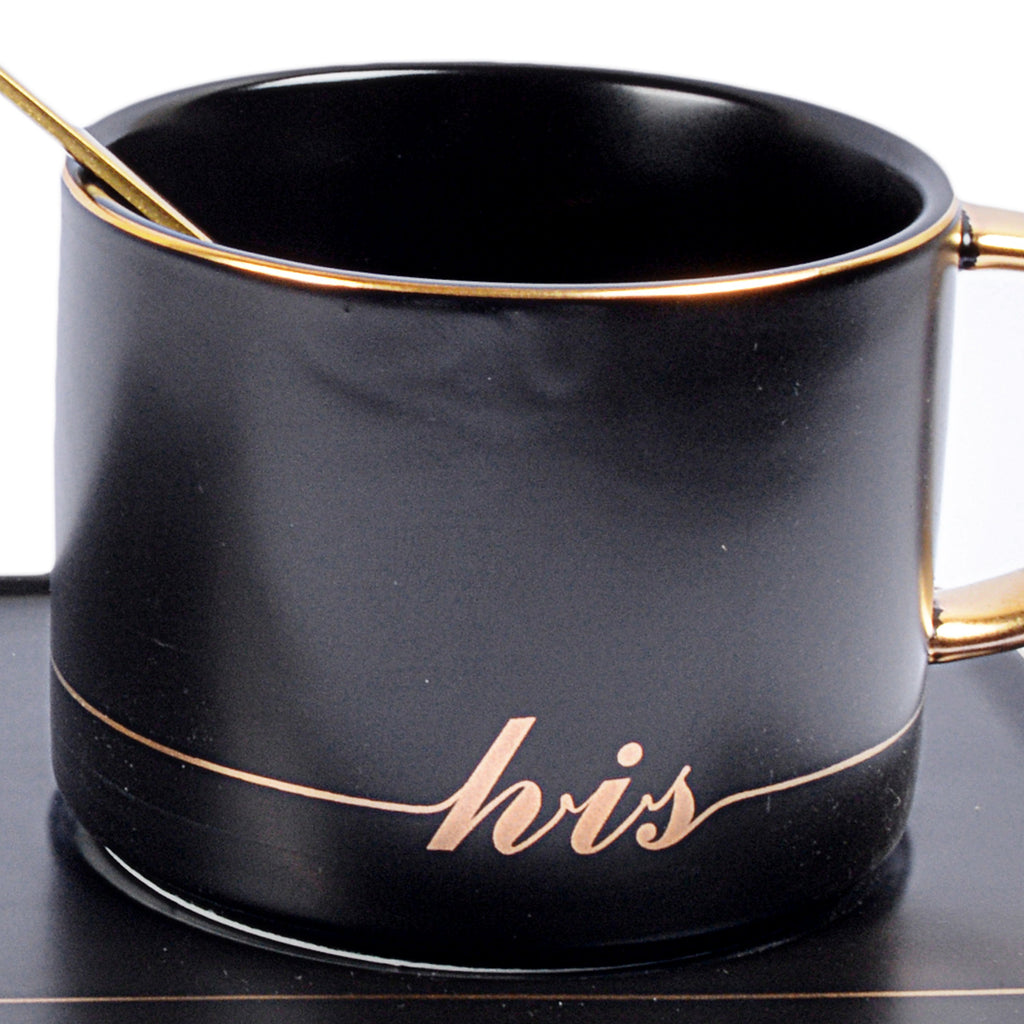 His Coffee Mug With Tray & Golden Spoon