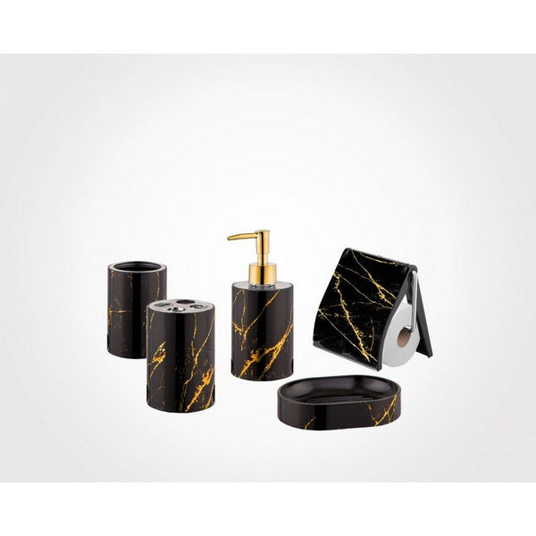 Black Marble Design Bathroom Set (5 Pieces)